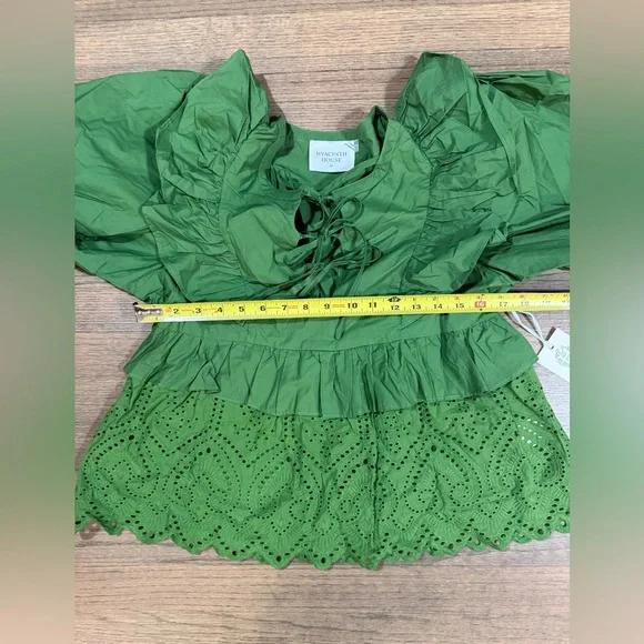 New Tuckernuck Hyacinth House Forest Green Ruffle Nadia Boise Top-Size Medium - Picture 10 of 10